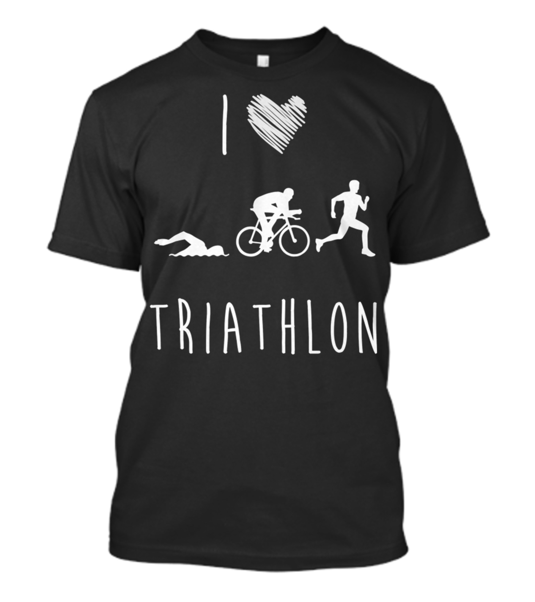 I Love Triathlon Featuring Swim Bike Run Iconography T-Shirt