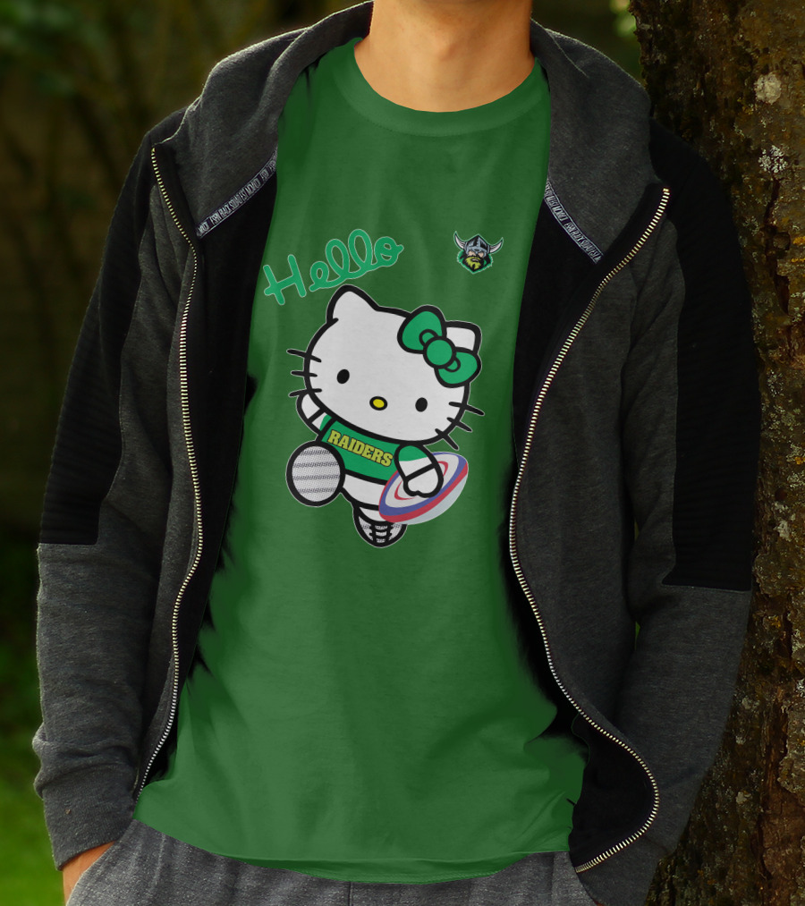NRL1003 Hello Kitty Canberra Raiders Football T-Shirt