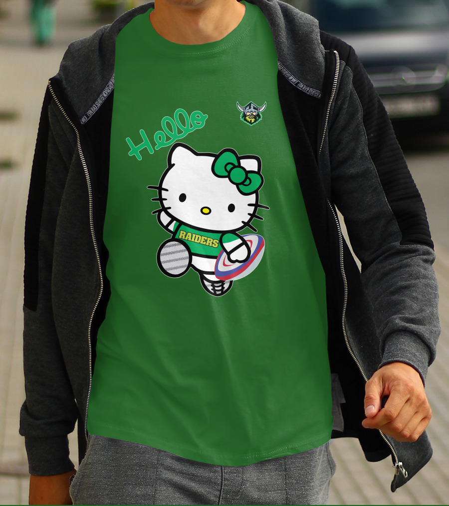 NRL1003 Hello Kitty Canberra Raiders Football T-Shirt