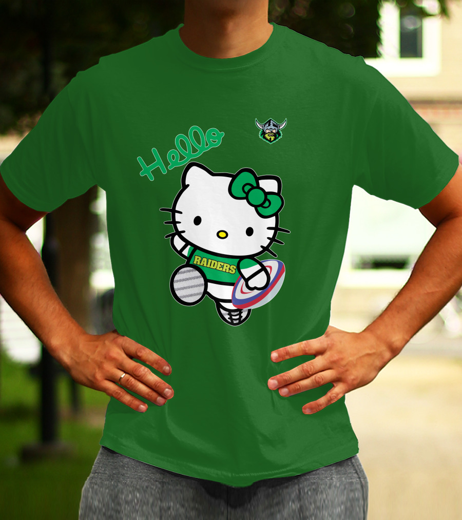 NRL1003 Hello Kitty Canberra Raiders Football T-Shirt