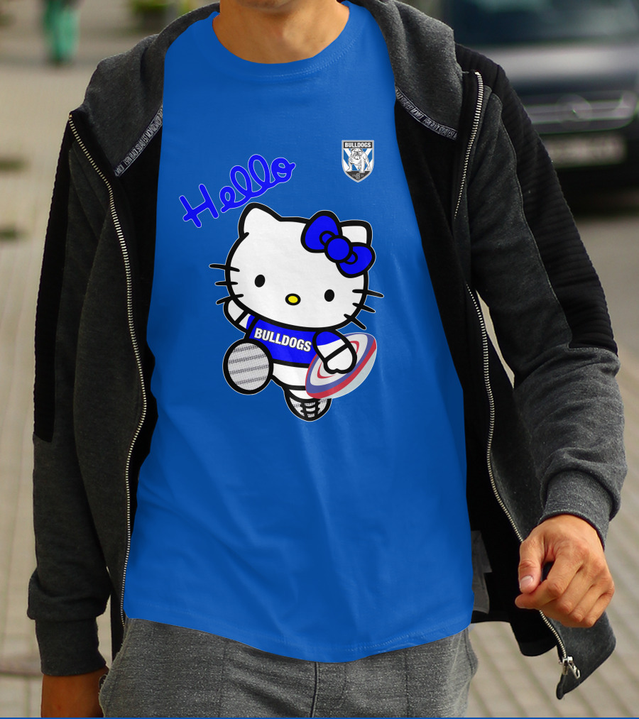 NRL1004 Hello Bulldogs Canterbury Bankstown Hello Kitty T-Shirt