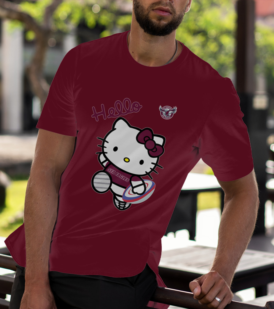 NRL1007 Manly Warringah Sea Eagles Hello Kitty Rugby Fan T-Shirt