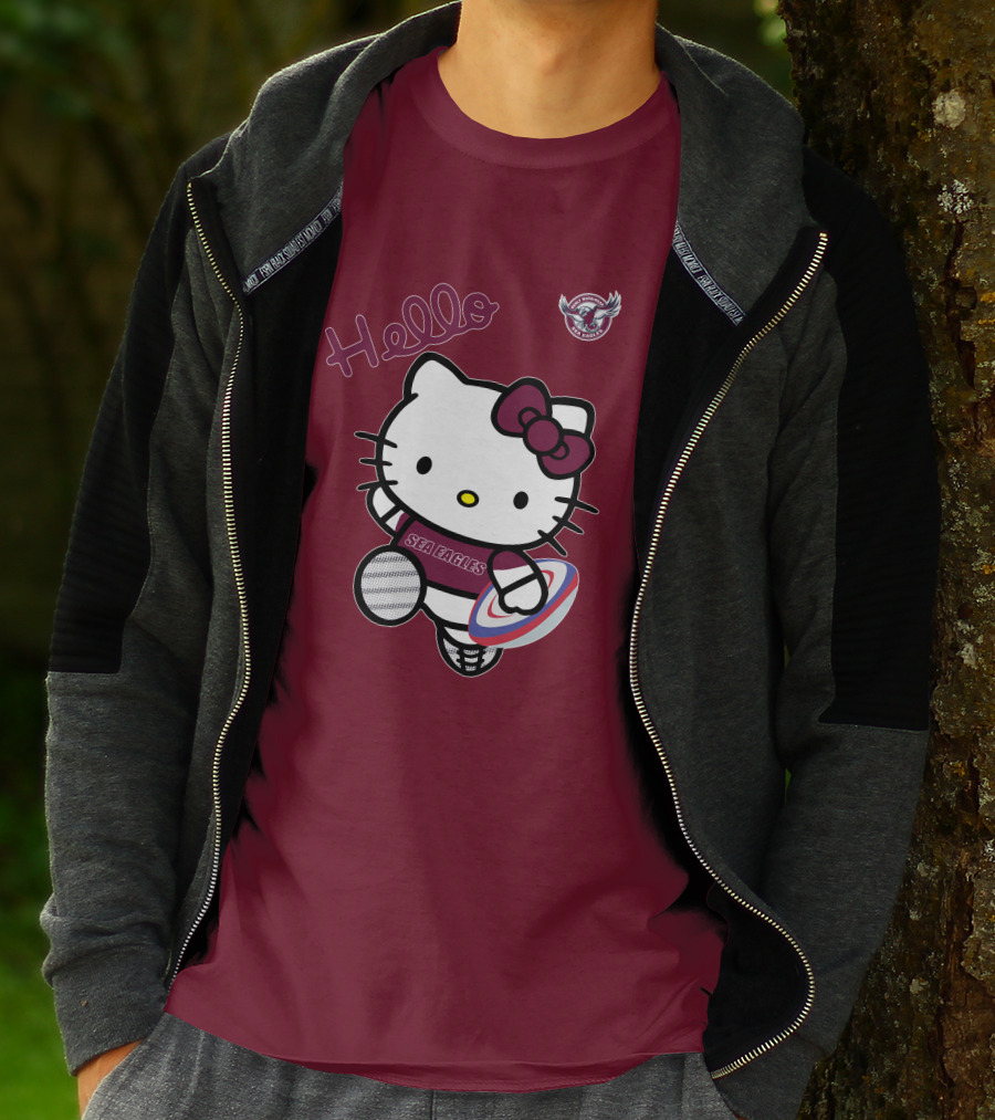 NRL1007 Manly Warringah Sea Eagles Hello Kitty Rugby Fan T-Shirt