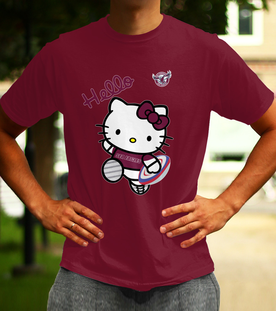 NRL1007 Manly Warringah Sea Eagles Hello Kitty Rugby Fan T-Shirt