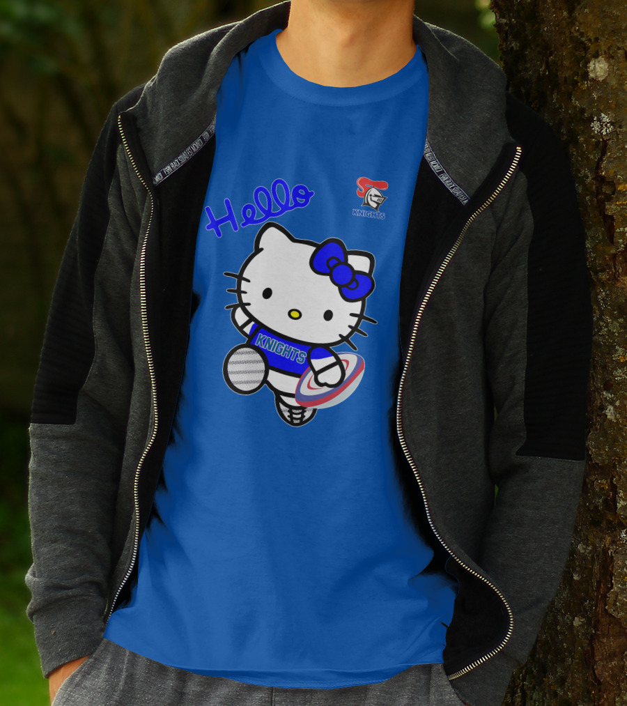 NRL1010 Newcastle Knights Hello Kitty Rugby Crossover T-Shirt