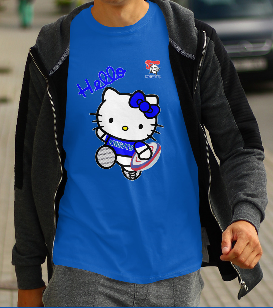 NRL1010 Newcastle Knights Hello Kitty Rugby Crossover T-Shirt
