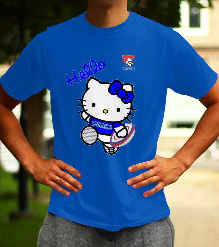NRL1010 Newcastle Knights Hello Kitty Rugby Crossover T-Shirt