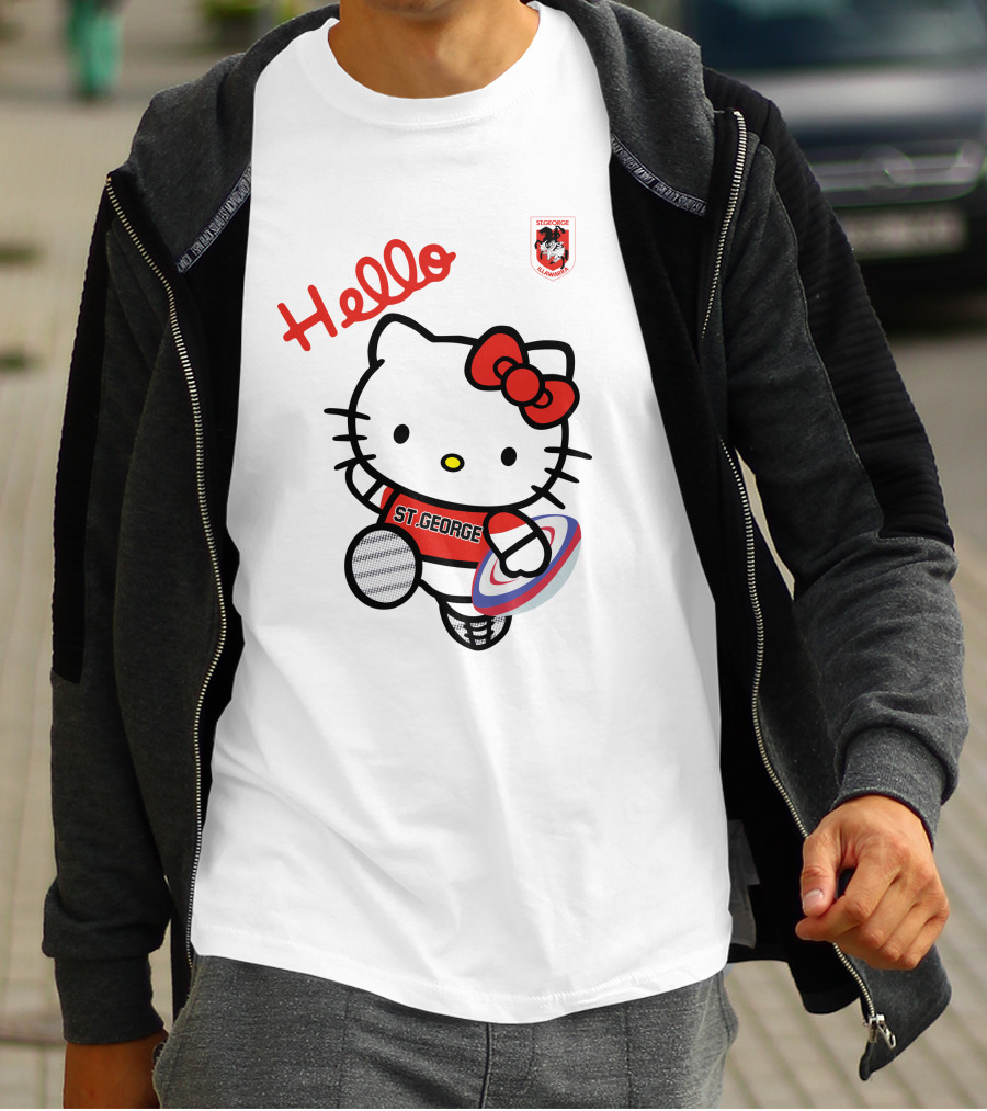 NRL1006 St. George Illawarra Dragons Hello Kitty Rugby Fan T-Shirt