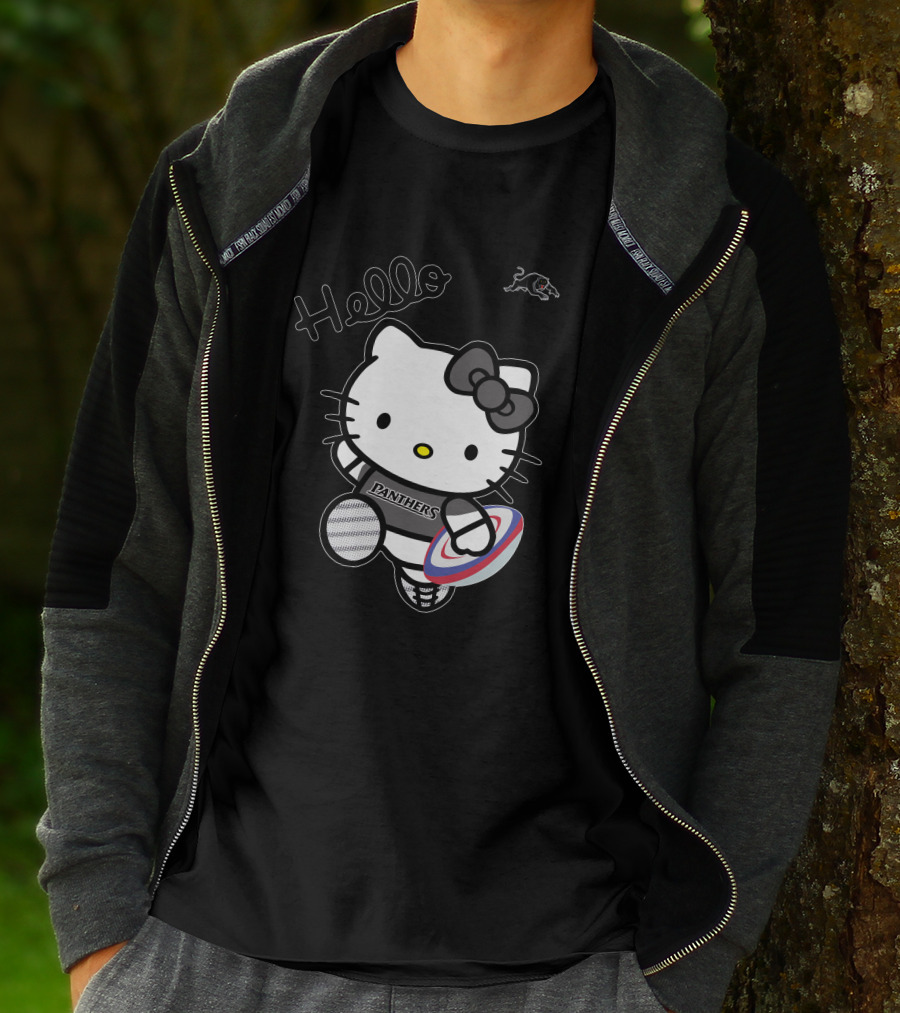 NRL1015 Penrith Panthers Hello Kitty Rugby Crossover T-Shirt