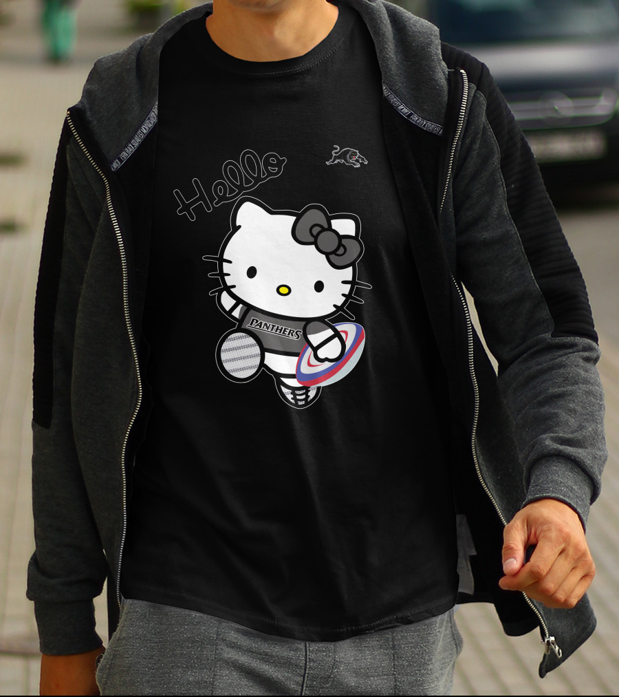 NRL1015 Penrith Panthers Hello Kitty Rugby Crossover T-Shirt