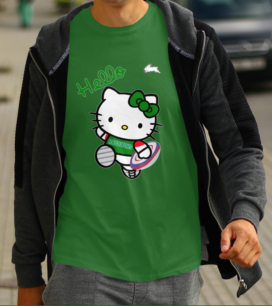 NRL1016 South Sydney Rabbitohs Hello Kitty Rugby Fan Collection T-Shirt