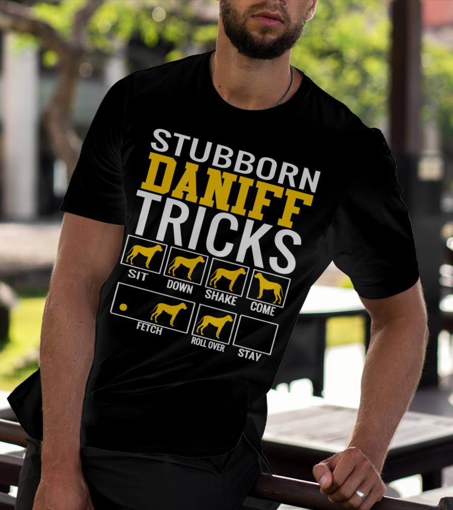 Stubborn Daniff Tricks Sit Down Shake Come Fetch Roll Over Stay T-Shirt