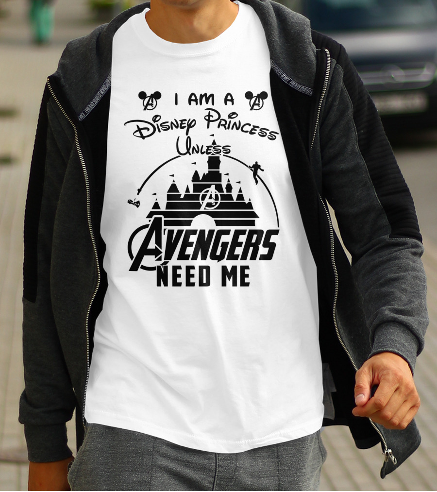 I Am A Disney Princess Unless Avengers Need Me Marvel Crossover Disney Castle Icons T-Shirt
