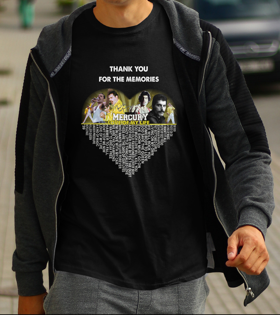 Thank You For The Memories Mercury Love Of My Life Heart T-Shirt