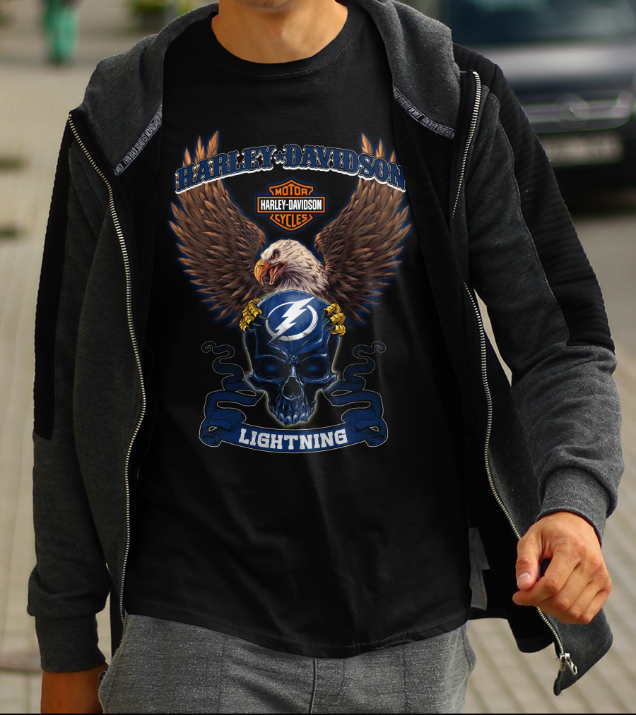 Harley Davidson Lightning Tampa Bay Nhl Skull Eagle T-Shirt