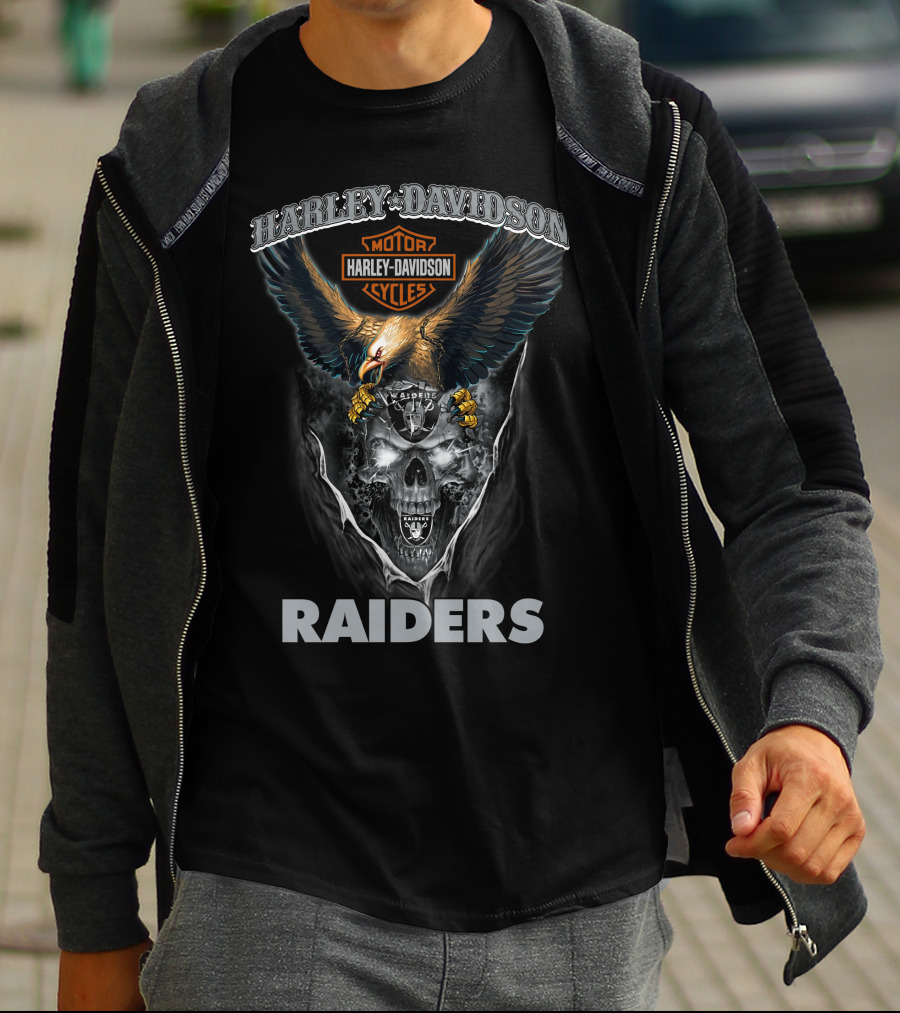 Harley Davidson Motor Cycles Eagle Skull Raiders Las Vegas Hd29Nfl T-Shirt