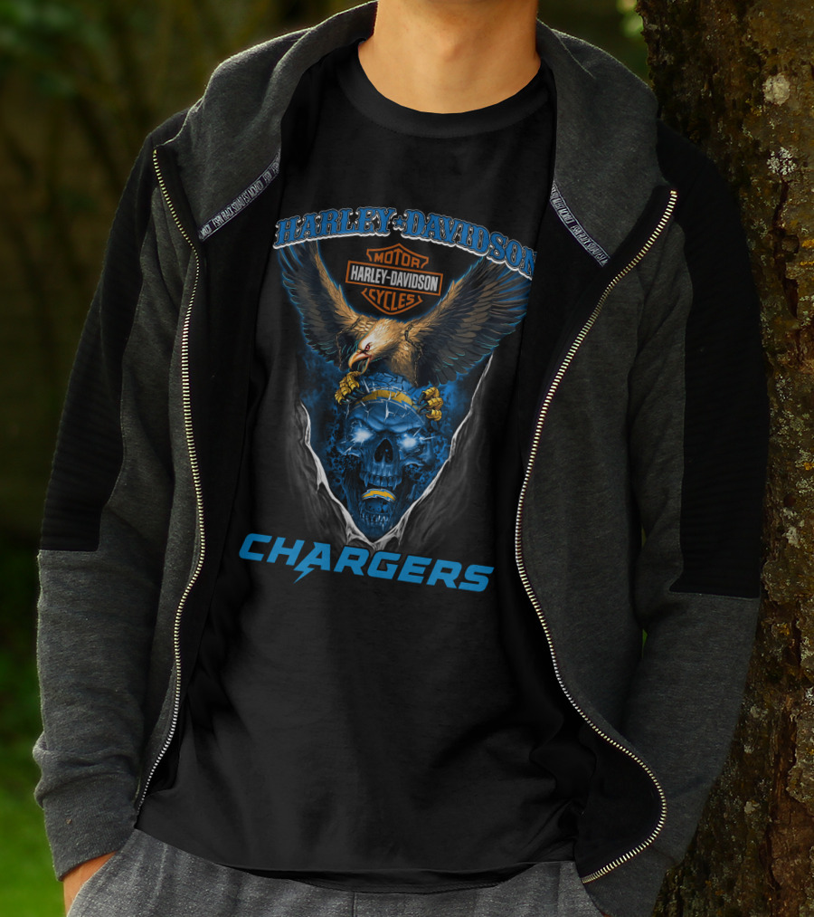 Harley Davidson Motorcycles Chargers Hd29Nfl Los Angeles T-Shirt