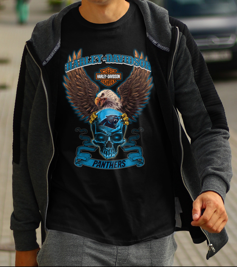 Harley Davidson Motor Cycles Panthers Carolina Nfl T-Shirt