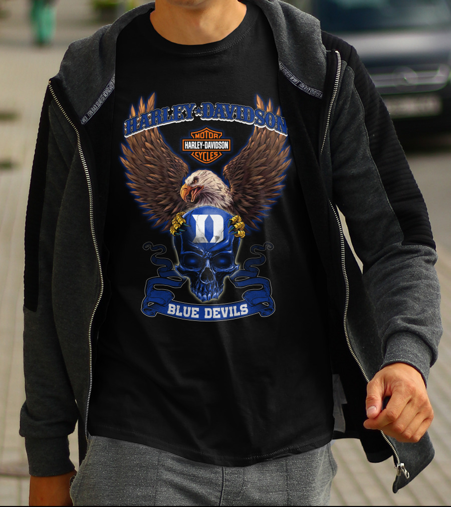 Harley Davidson Motorcycles Duke Blue Devils Eagle T-Shirt