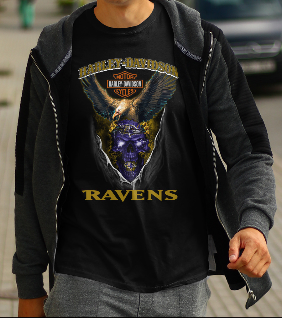 Harley Davidson Motor Cycles Ravens Baltimore Hd29Nfl T-Shirt