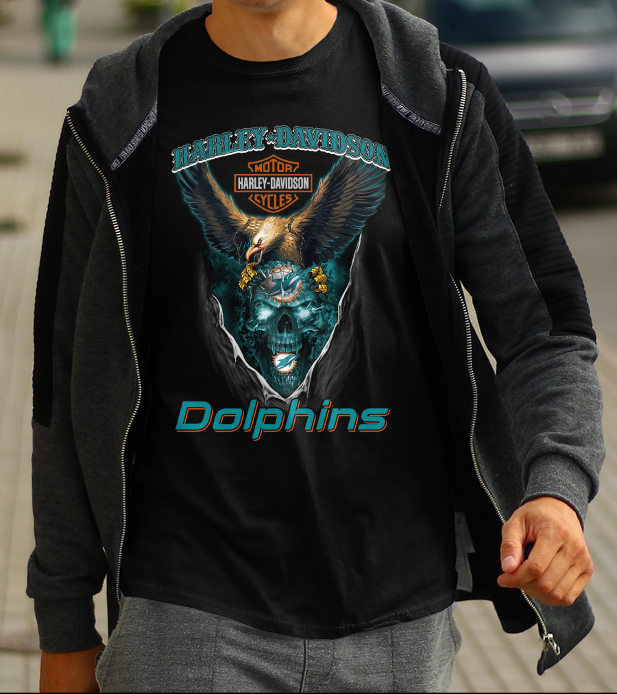Harley Davidson Motor Cycles Dolphins Miami Hd29Nfl T-Shirt