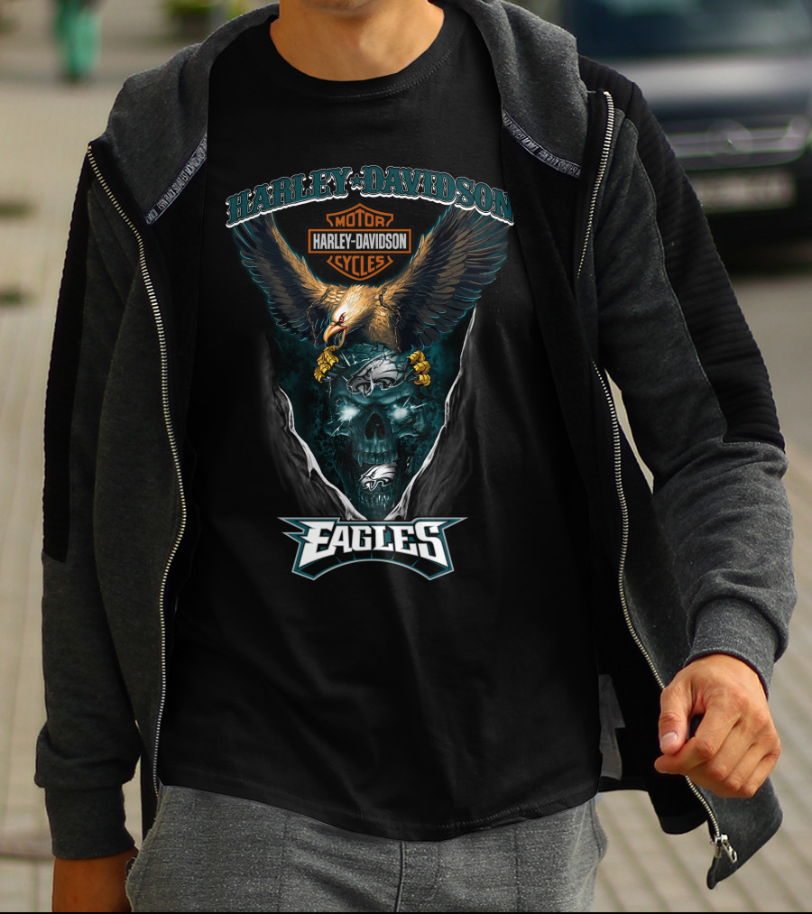 Harley Davidson Motor Cycles Eagles Philadelphia T-Shirt