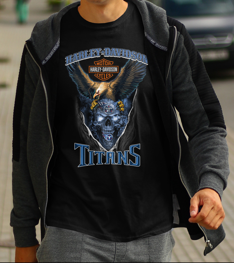 Harley Davidson Motor Cycles Eagle Skull Titans T-Shirt