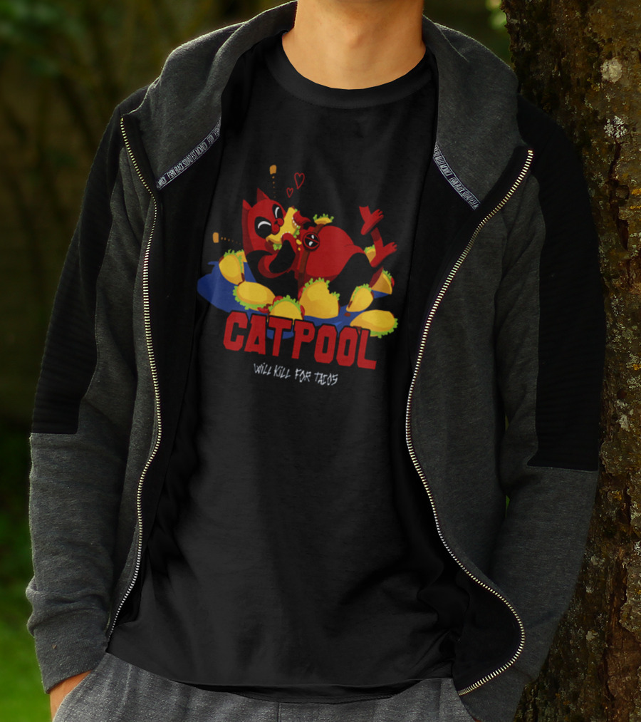 Catpool Will Kill For Tacos Deadpool Eat Tacos T-Shirt
