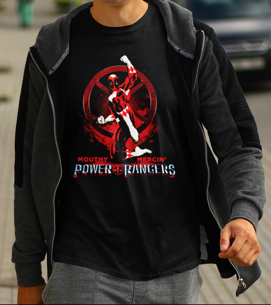 Mouthy Mercin' Power Of Rangers Crossover With Deadpool T-Shirt