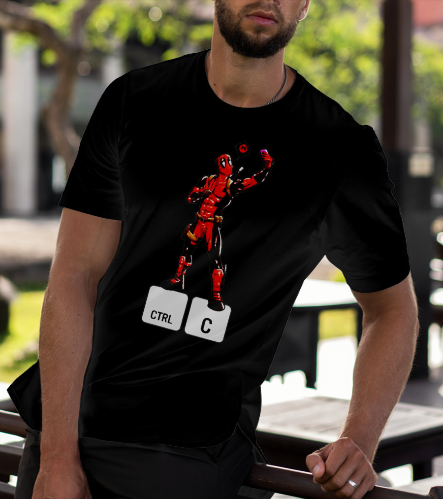 DEADPOOL CTRL C Keyboard Parody Selfie Gaming T-Shirt