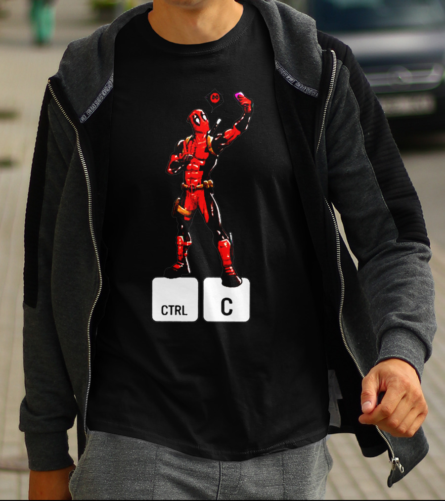 DEADPOOL CTRL C Keyboard Parody Selfie Gaming T-Shirt