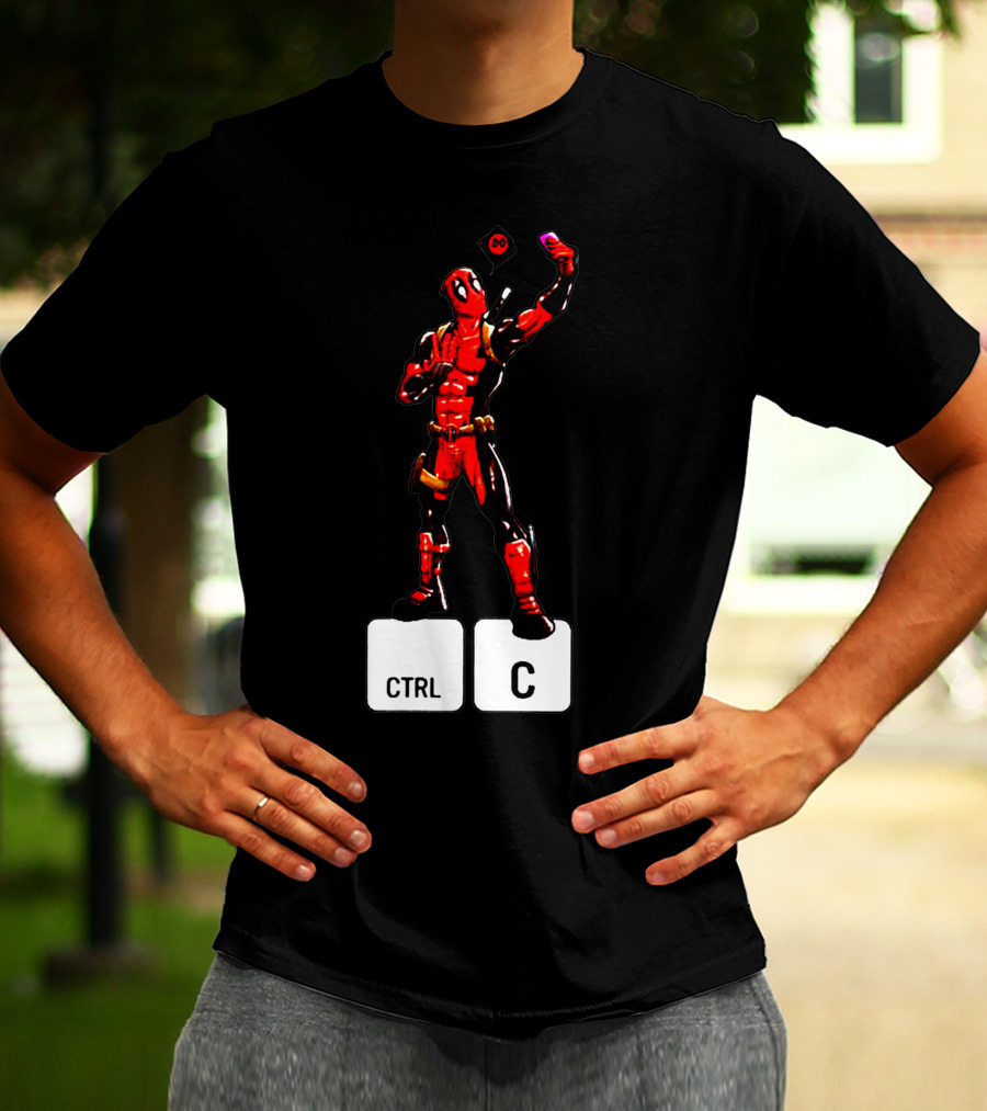 DEADPOOL CTRL C Keyboard Parody Selfie Gaming T-Shirt