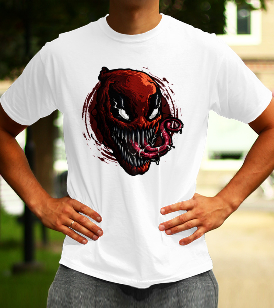Deadpool Venom Hybrid Marvel Symbiote Face With Tongue And Teeth T-Shirt
