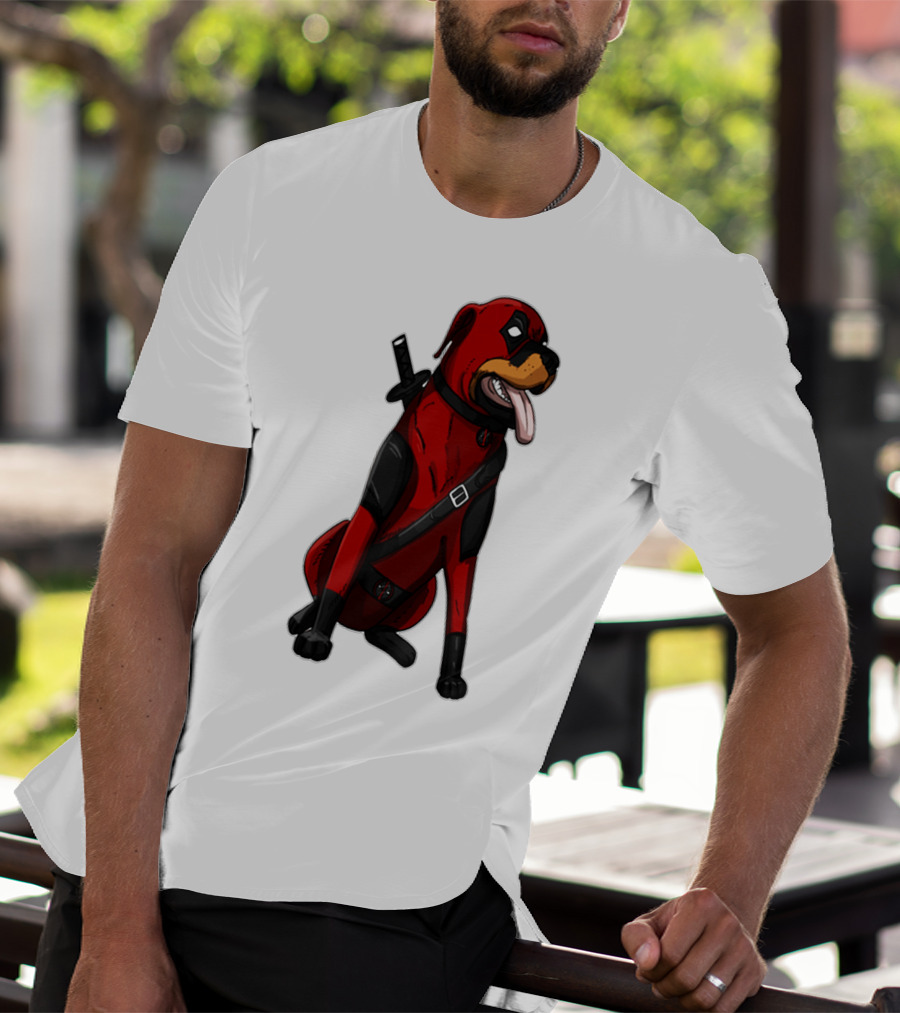 Deadpool Rottweiler Comic Style Crossover Superhero Dog T-Shirt