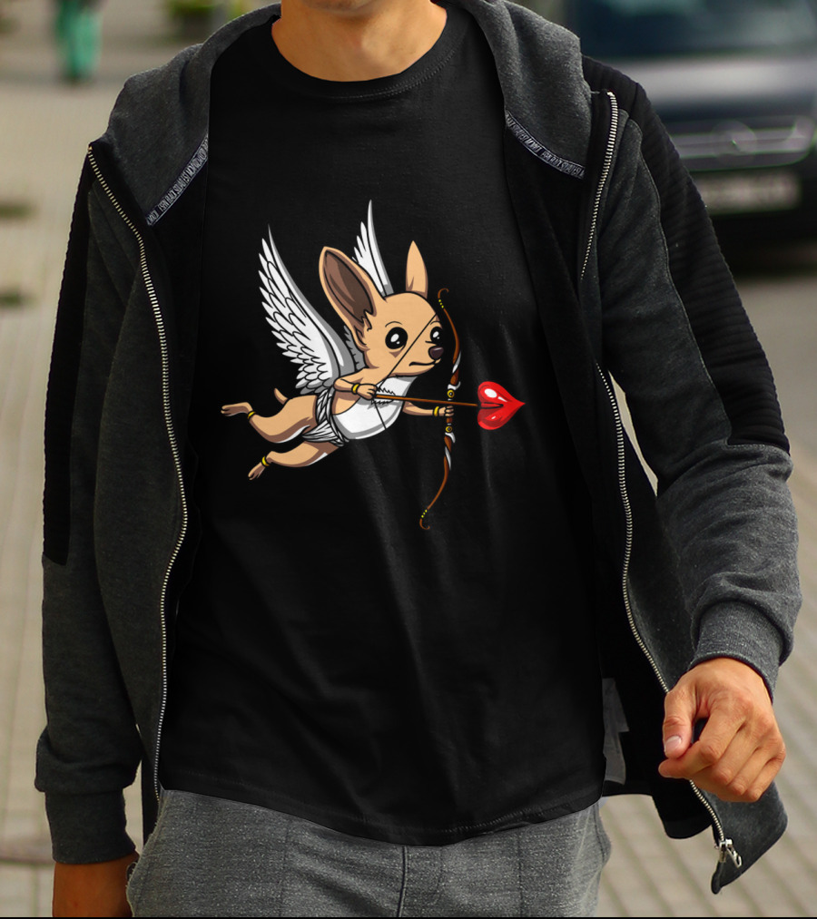 Chihuahua Cupid With Bow And Heart Arrow Wings T-Shirt