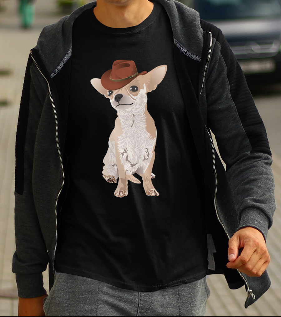 Chihuahua Cowboy With Brown Hat T-Shirt