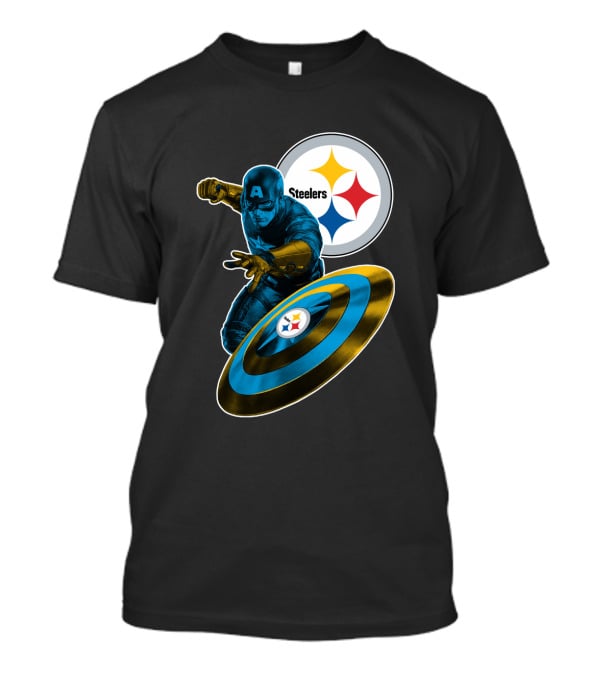 Captain America Pittsburgh Steelers Shield T-Shirt