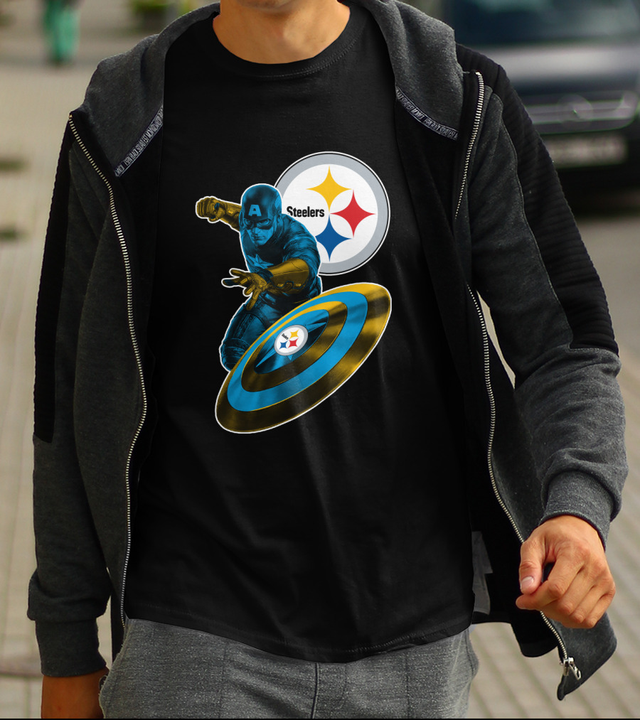 Captain America Pittsburgh Steelers Shield T-Shirt