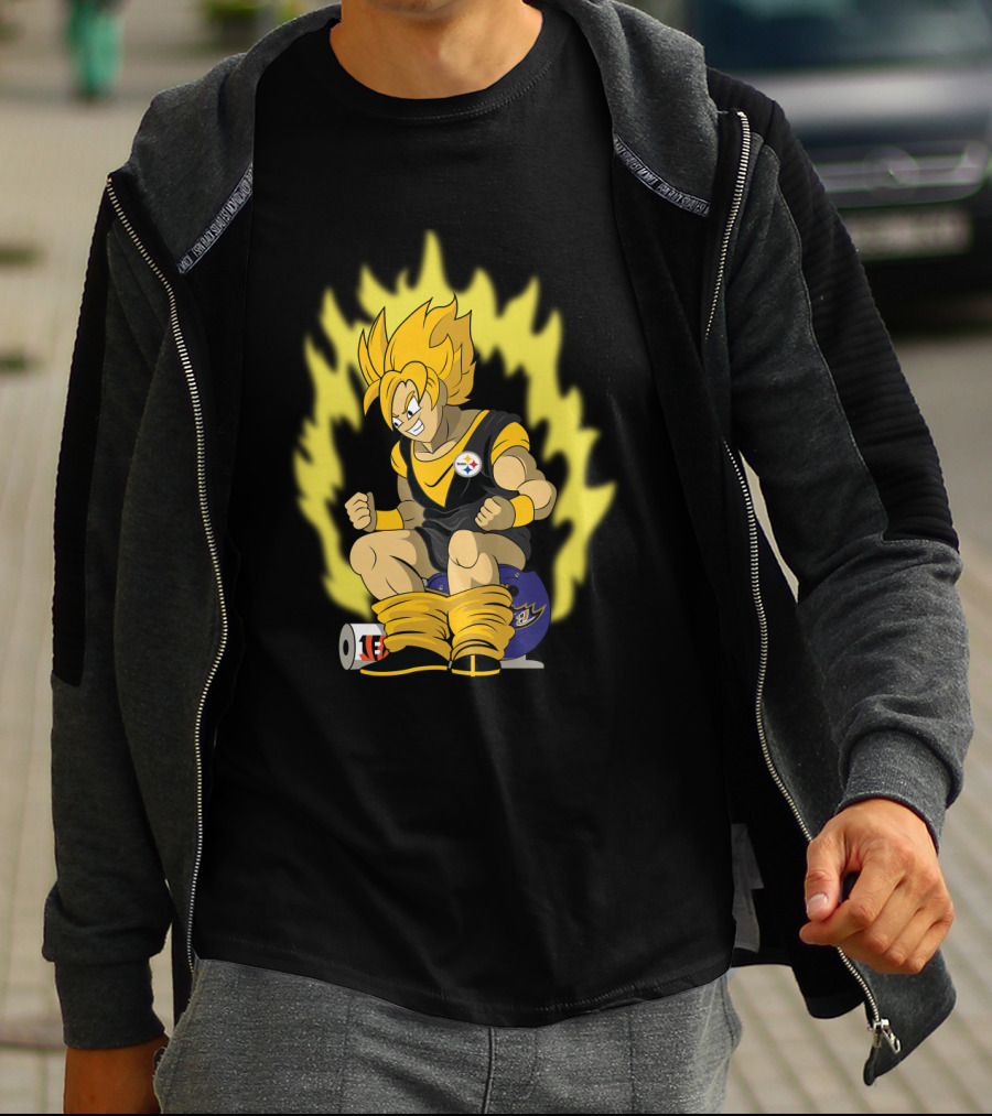 Pittsburgh Steelers Super Saiyan Football Fusion T-Shirt