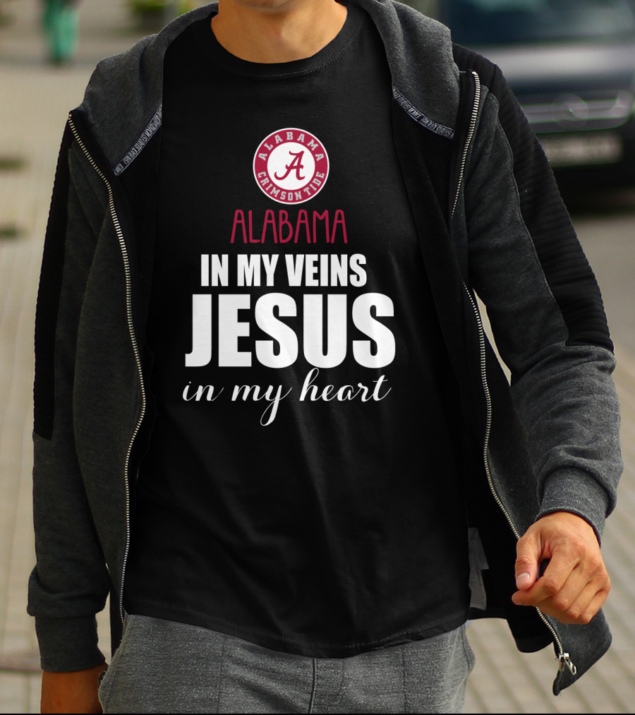 Alabama Crimson Tide In My Veins Jesus In My Heart T-Shirt