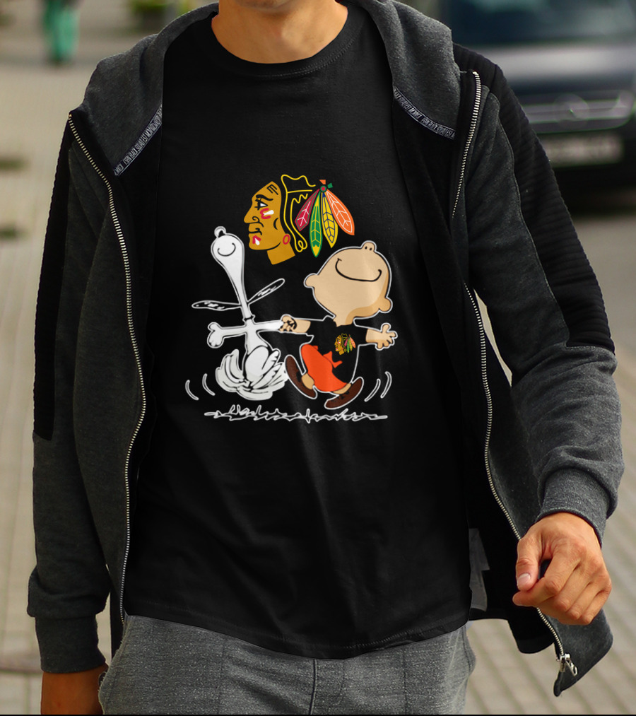 Chicago Blackhawks Peanuts Dancing Celebration T-Shirt
