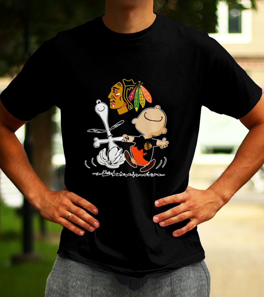 Chicago Blackhawks Peanuts Dancing Celebration T-Shirt