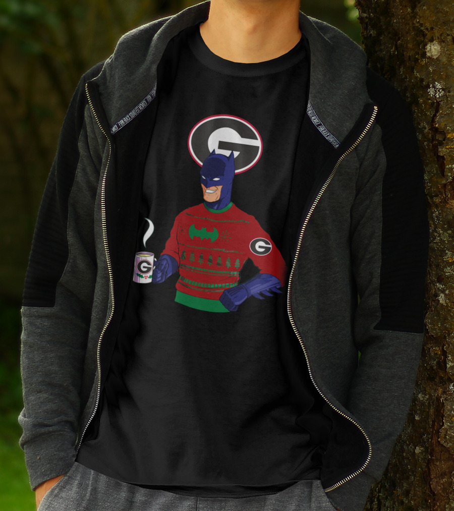 Georgia Bulldogs Batman Christmas Sweater With Logo And Coffee Mug T-Shirt
