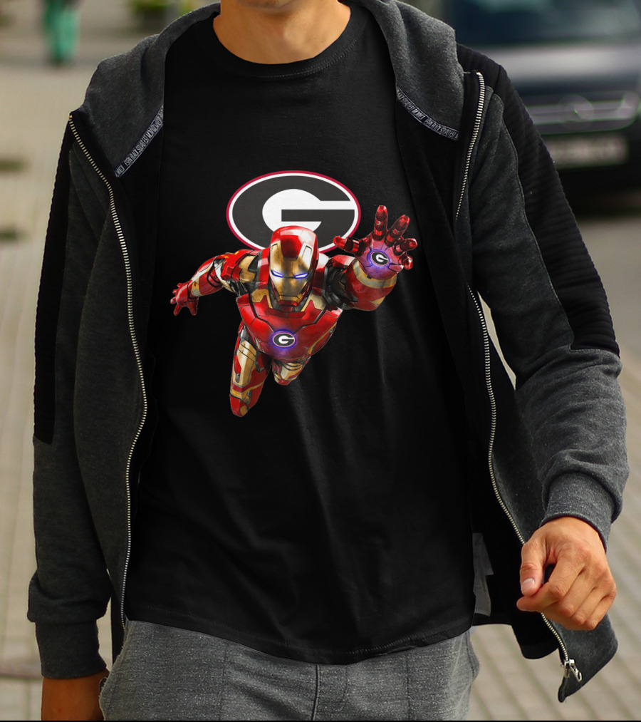 Georgia Bulldogs Iron Man Avengers Crossover T-Shirt