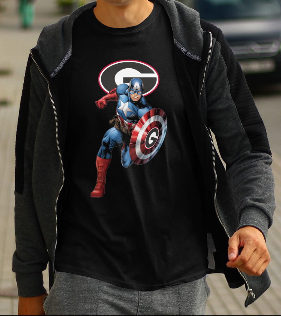 Georgia Bulldogs Football Superhero Shield T-Shirt