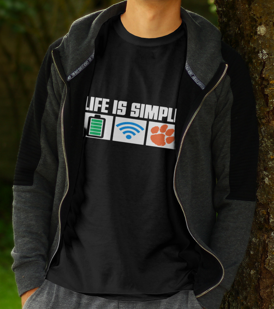 Life Is Simple Battery Wifi Clemson Tigers T-Shirt