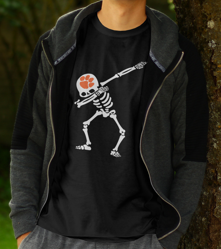 Clemson Tigers Dabbing Skeleton With Paw T-Shirt