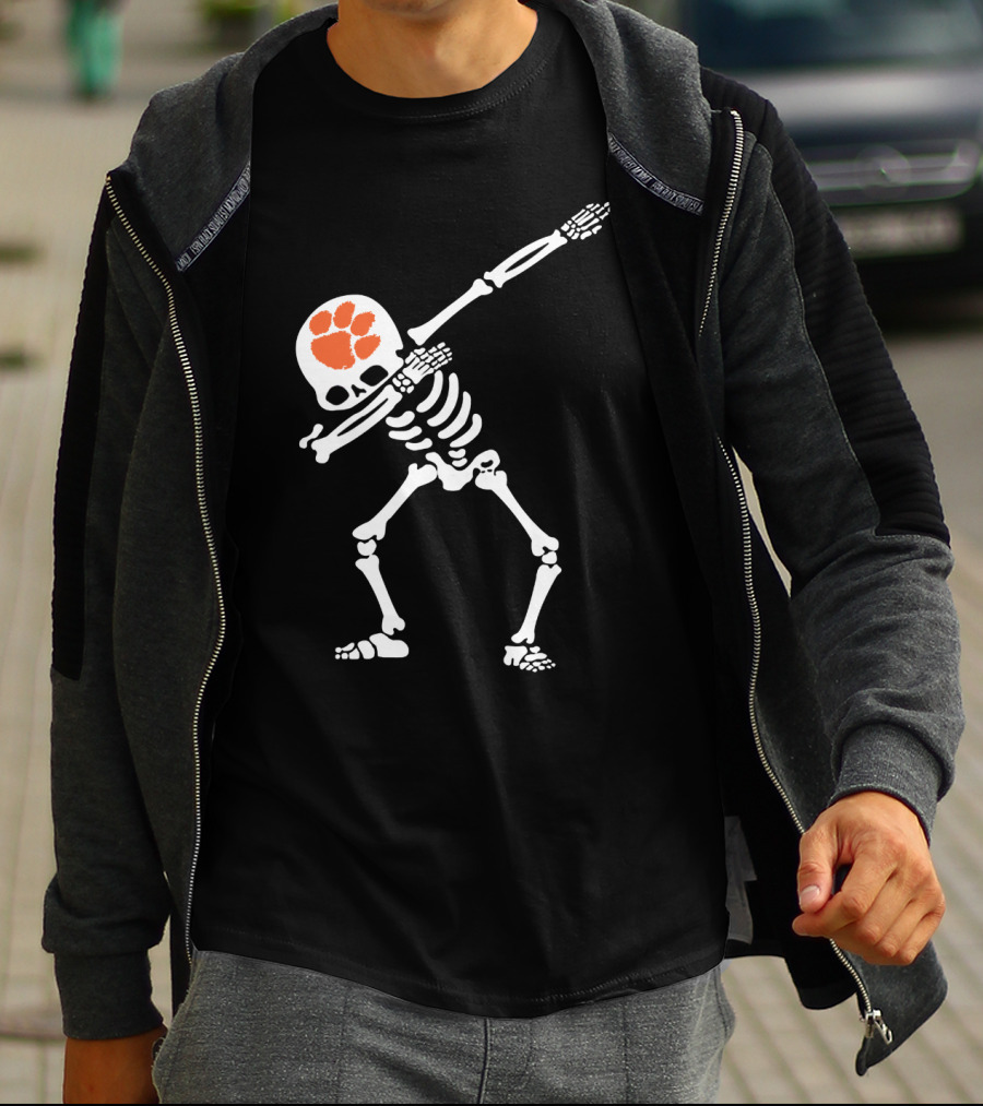 Clemson Tigers Dabbing Skeleton With Paw T-Shirt