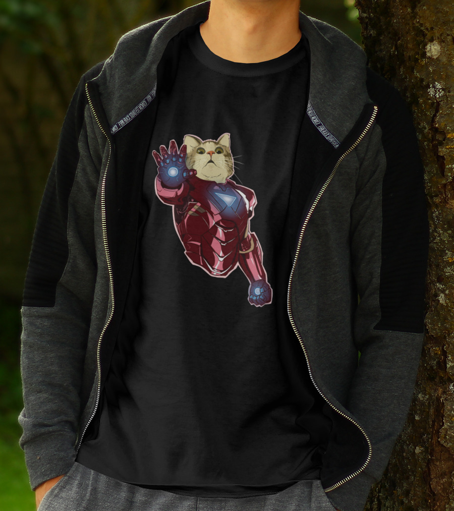 Cat Cute Iron Superhero Armor T-Shirt