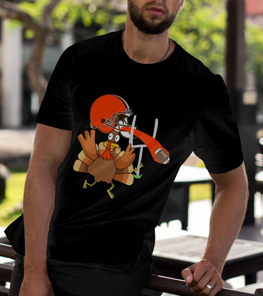 Cleveland Browns Turkey Thanksgiving Football Helmet T-Shirt